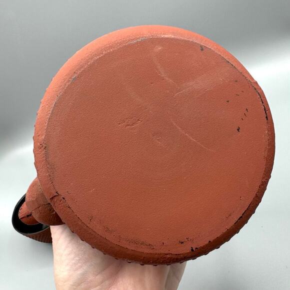 VTG Japanese Teapot Red Cast Iron 2.5c Dobin Strainer Two Cups Brazier NEW - Picture 7 of 8